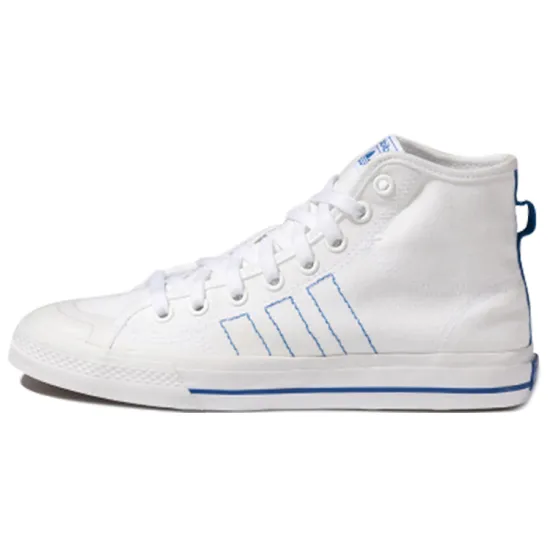 Adidas Originals NIZZA Series Skateboard Shoes Unisex High-top White/blue/black