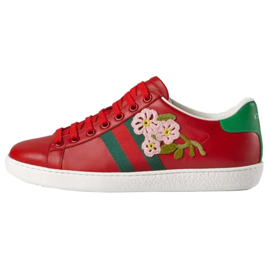 GUCCI Ace Skateboard Shoes Women's Low-Top Red