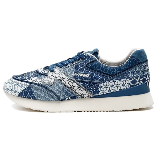 LI NING 1990 Cushioning Anti Slip And Wear Resistant Low Top Running Shoes Men's Strait Blue