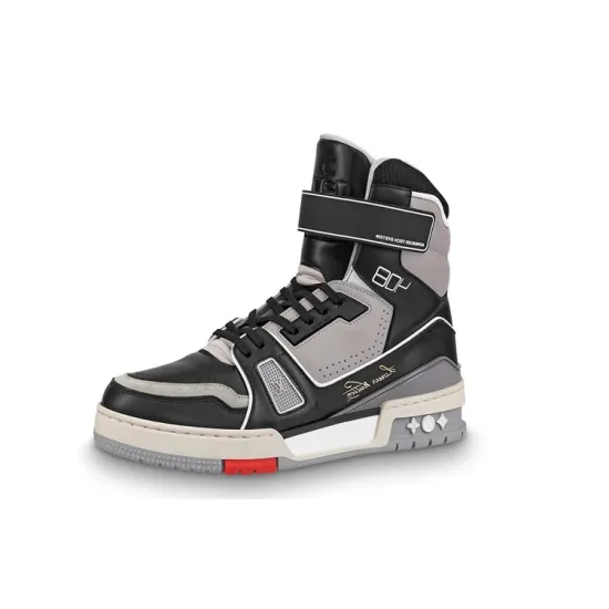 LOUIS VUITTON LV Trainer Sneaker Boot High Black Grey