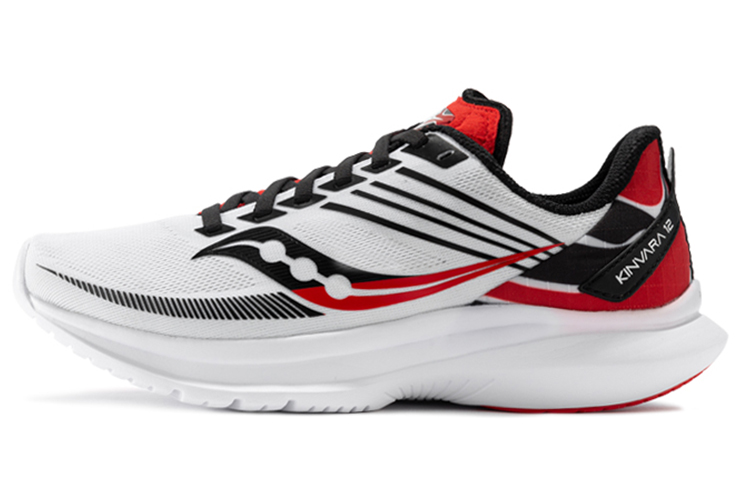 Специальное предложение города Чэнду стиль Saucony Kinvara 12 удобная ткань синтетическая кожа амортизация нескользящие Износостойкая опора с низким верхом. для отдыха Беговая обувь мужской стиль белый красный