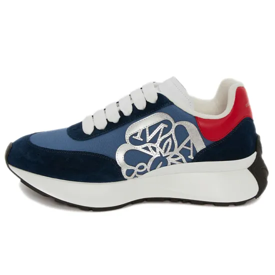 Alexander McQueen Sprint Runner Navy Red Silver-tone Women's