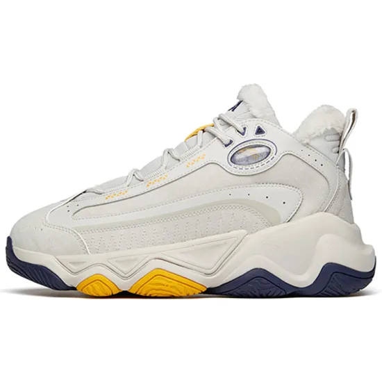 ANTA Life Collection Casual Shoes Men High-Top One Degree Gray/Ginger Yellow/Spectrum Purple