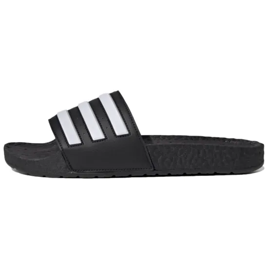 Adidas Adilette Boost Slides Black White Stripes