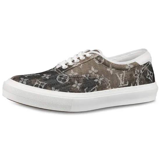 LOUIS VUITTON Skateboard Shoes Men Low-Top Taupe White