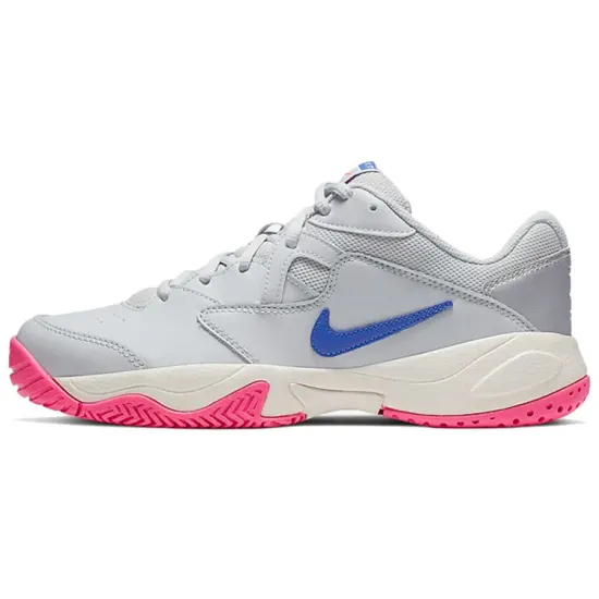 Nike Court Lite 2 Tennis Shoes Women's Low-top White Gold / Metallic Silver Grey / Explosive Pink / Racing Blue