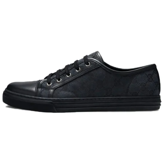GUCCI GG Canvas Low Sneakers Grey Black