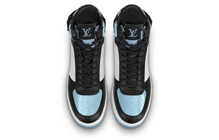 LOUIS VUITTON Rivoli Cow Leather, Textile High top Stylish Skateboarding Shoes Men's Black