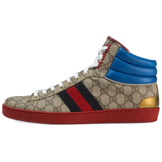 GUCCI Ace GG High Top Beige Ebony
