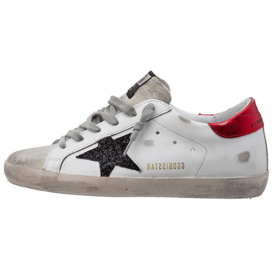 Golden Goose Super-Star Skateboard Shoes Women's Low-top Black Label Red Tail