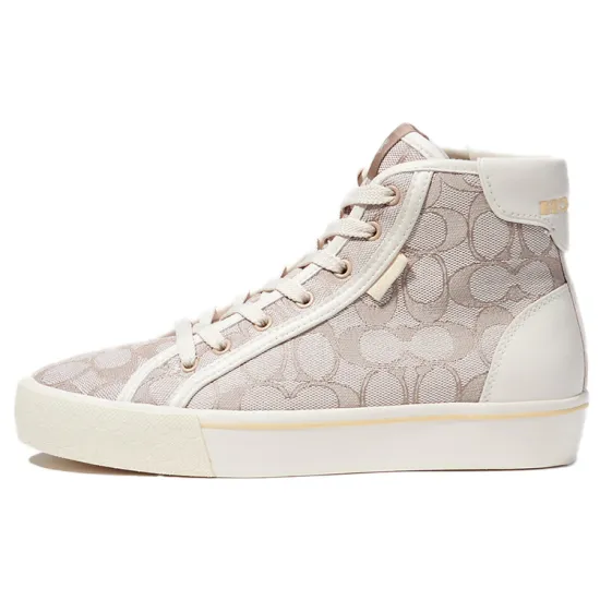 COACH CitySole Skateboard Shoes Women's High-Top Lime Gray
