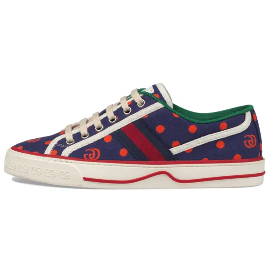 GUCCI Tennis 1977 Canvas Shoes Women's Low-Top Blue Red/White