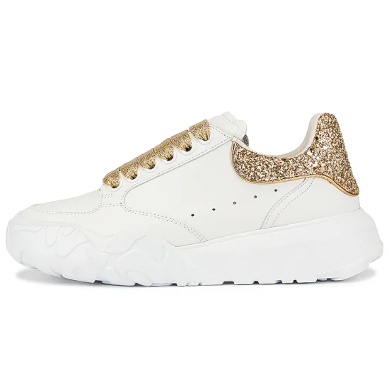 Alexander McQueen Court Trainer Casual Shoes Women's Low-Top White Gold
