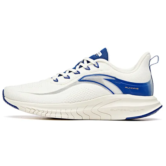 ANTA Running Shoes Men Low-Top Ivory White/Racing Blue