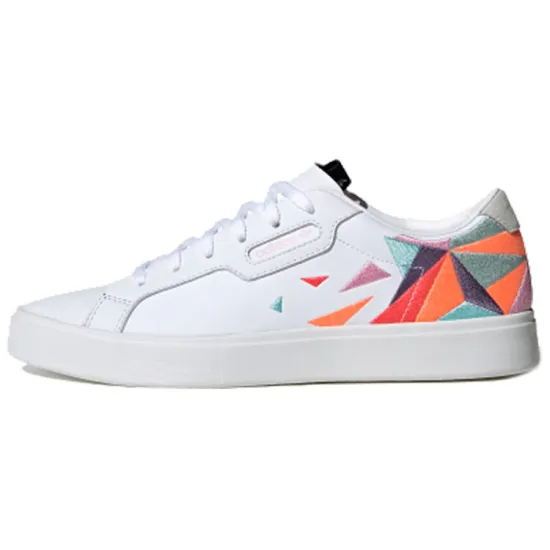Adidas Originals Sleek Skateboard Shoes Women's Low-top Bright White/purple/pure Powder