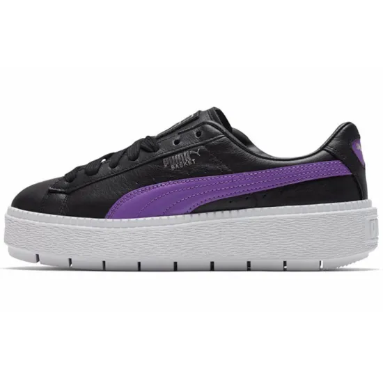 Puma Platform Trace Skateboarding Shoes Women's Low-top Black/purple