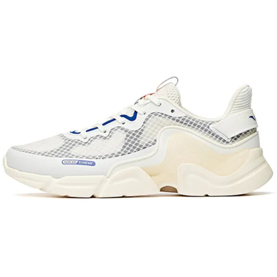 ANTA Running Shoes Men Low-Top Ivory White/Racing Blue