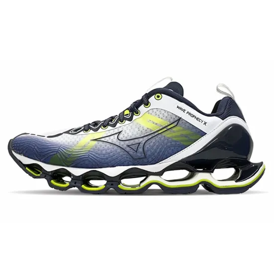 Mizuno Wave X 10 Shock Absorption Non-Slip Wear-resistant Low Tops White Green 'Black Yellow Blue'