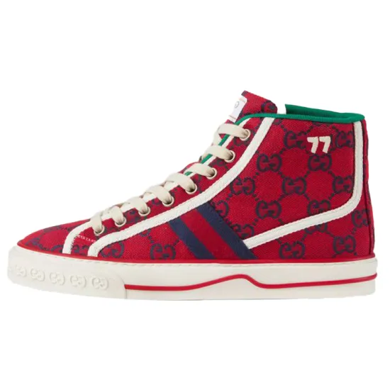 GUCCI Tennis 1977 Canvas Shoes Women's High-Top Red