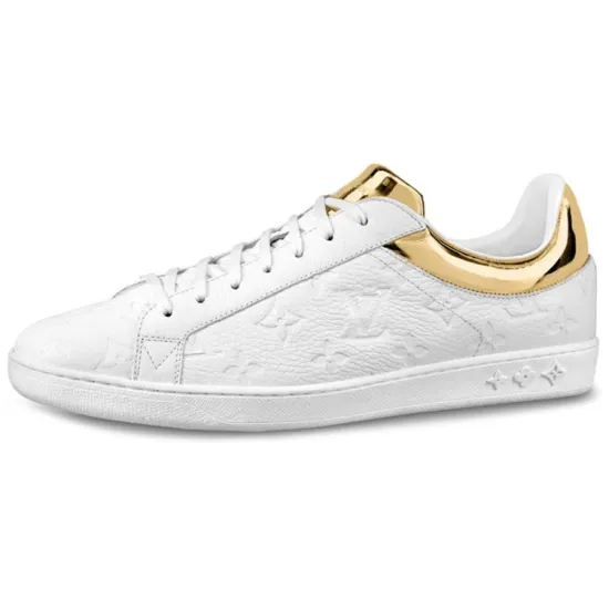 LOUIS VUITTON Luxembourg Sneakers 'White Logo Monogram With Gold Collar'