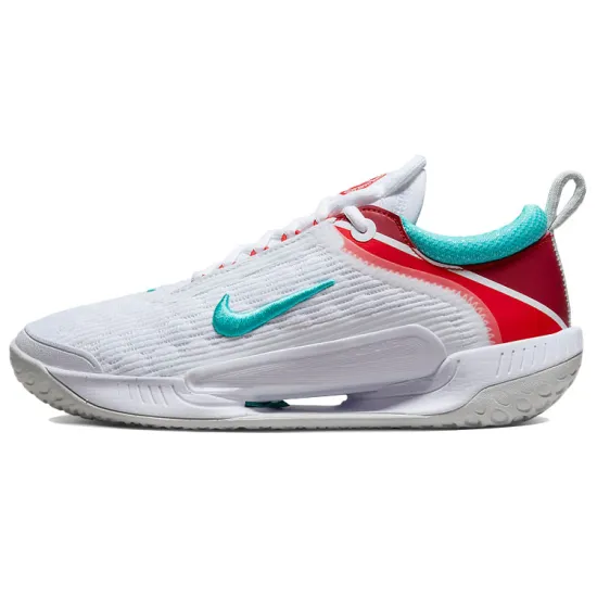 Nike Court Zoom NXT HC White Light Silver Habanero Red Washed Teal Women's