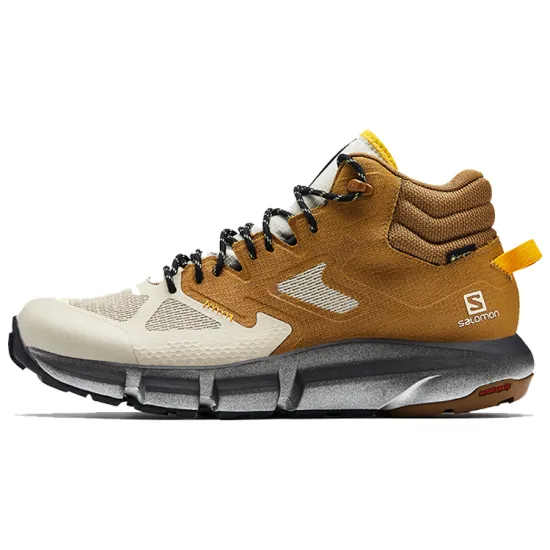 SALOMON Predict Hike Cushioned Slip-Resistant Abrasion-Resistant Mid-Top Hiking Shoes Withered Tea Yellow