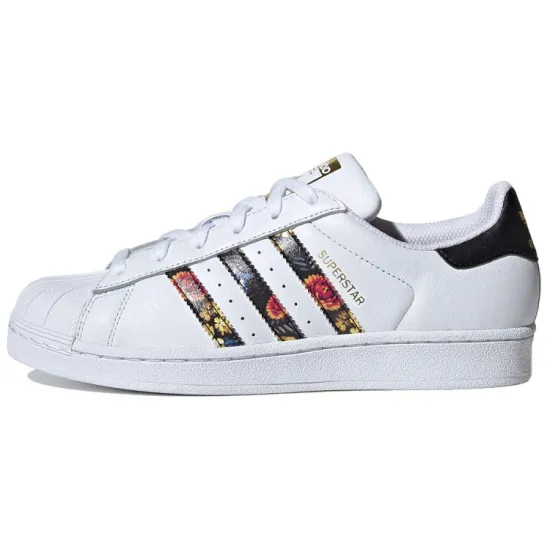 Adidas Superstar White Black Foral Stripes Women's