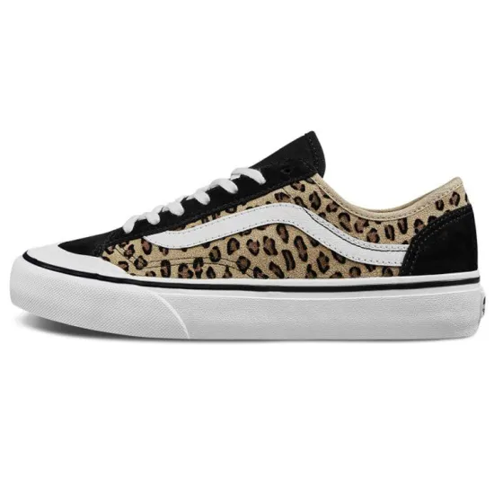 Vans Style 36 Skateboarding Shoes Women's Low-top Black/white/leopard Print