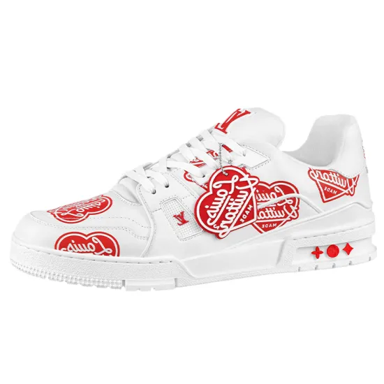 LOUIS VUITTON X Nigo Trainers 'White With Red Logo Hearts'