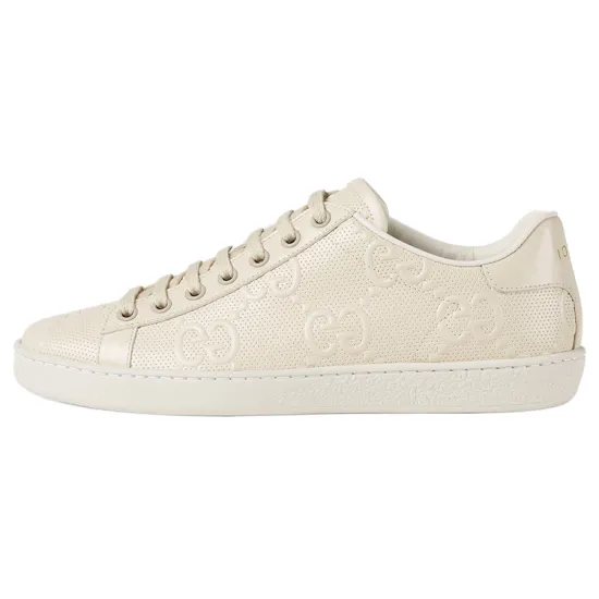 GUCCI Ace GG Embossed Cream Women's