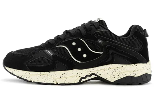 Saucony GSD 90S Synthetic Leather Cushioning Low top Casual Running Shoes Unisex Black