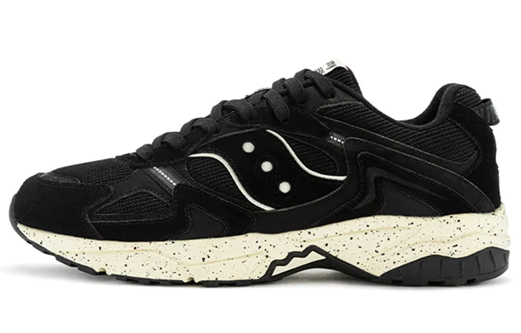 Saucony GSD 90S Synthetic Leather Cushioning Low top Casual Running Shoes Unisex Black