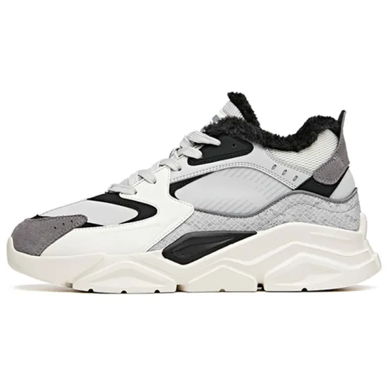 Anta Life Collection Anti-Slip Wear-Resistant Mid-Top Chunky Sneakers Men's Gray Black