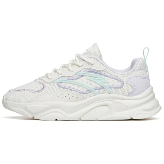 ANTA Casual Shoes Women's Low-Top Ivory White/Misty Purple/Ice Pink Blue