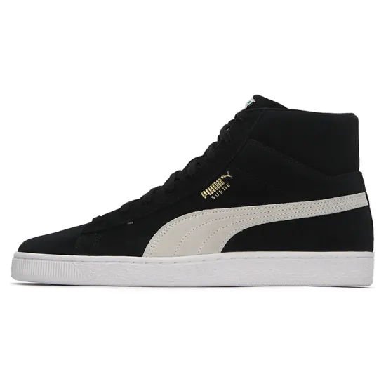 Puma Suede Skateboarding Shoes Unisex Mid-top Black/Puma White/Amazon Green