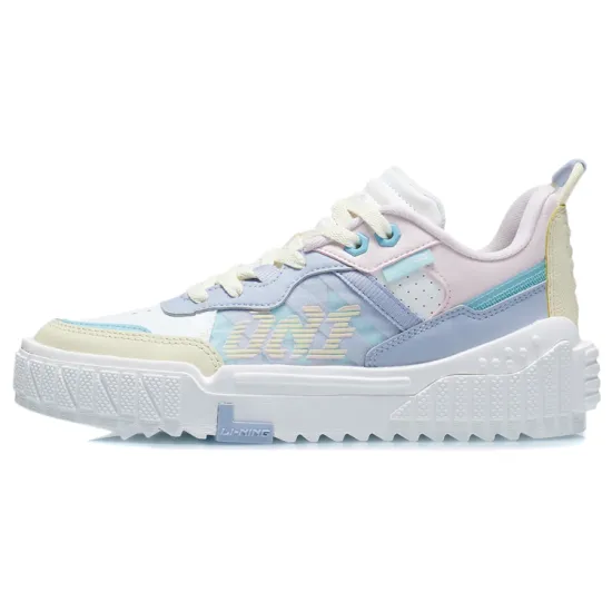 LiNing 001 UNBLOCK Anti-Slip Wear-Resistant Low-Top Skateboard Shoes Women's White Blue Pink