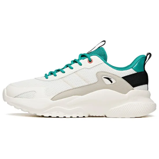 Anta Anti-Slip And Wear-Resistant Breathable Low-Top Running Shoes Men's White Green Gray