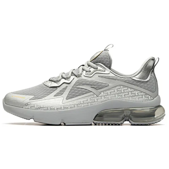 ANTA Running Shoes Men Low-Top Dusty Gray/Silver/Fluorescent Mango Orange