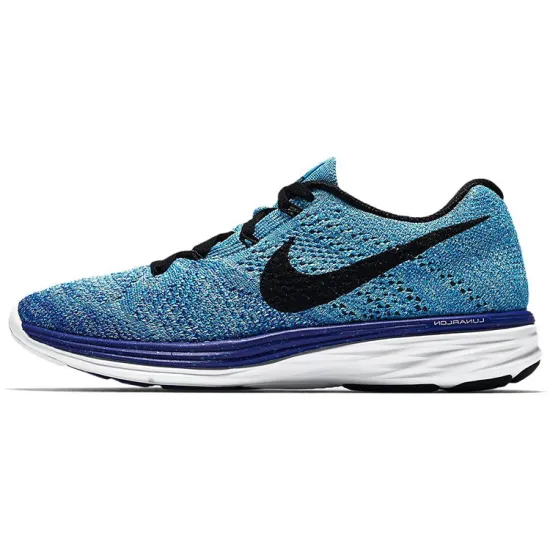 Nike Flyknit Lunar 3 Running Shoes Women's Low-top Blue/Black