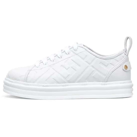 FENDI Leather Flatform White Women's