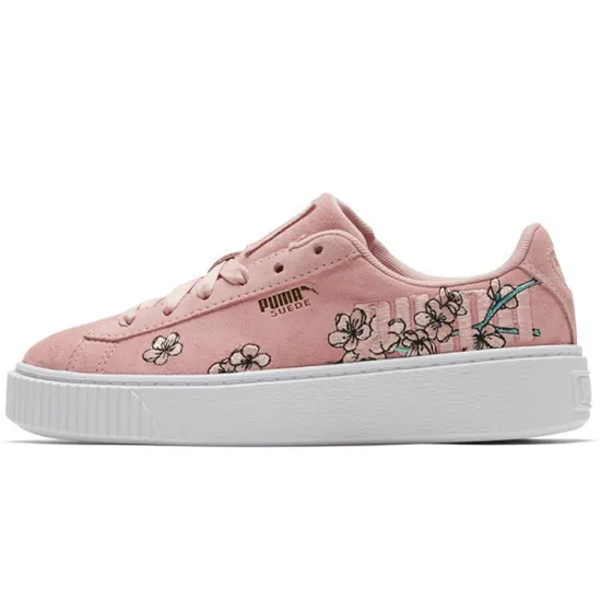 PUMA Platform Skateboarding Shoes Women's Low-top Pink/white