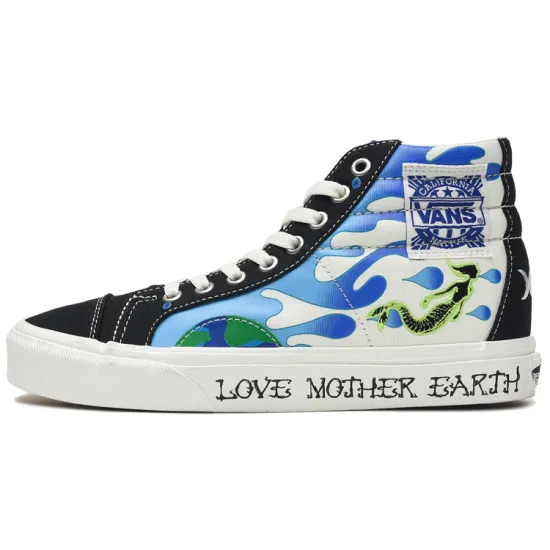 Vans Style 238 Skateboarding Shoes Unisex High-top Black/yellow/green