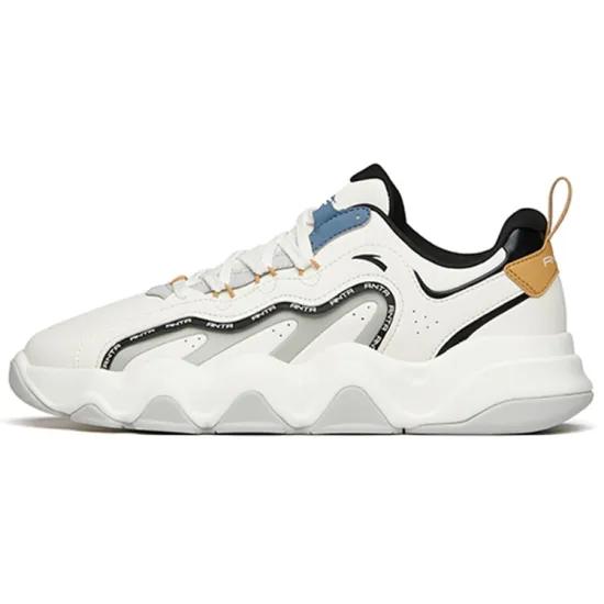 ANTA Young Generation Skateboard Shoes Men Low-Top White Gray Black
