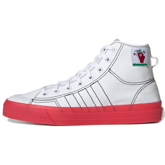 Adidas Originals NIZZA Series Skateboard Shoes Unisex High-top White/Red