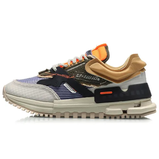 LiNing 001 Running Shoes Women's Low-Top White Sand Gray/Dark Olive Green/Grass Purple