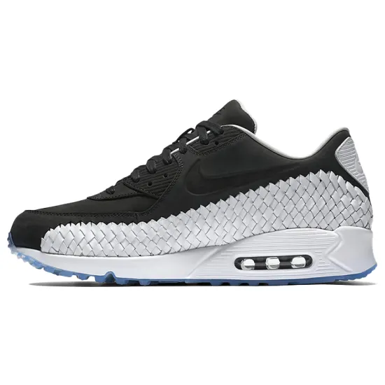 Nike Air Max 90 Running Shoes Men Low-top Black/white/blue