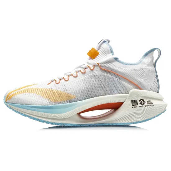 LiNing Jueying Essential Cushioning Anti Slip And Wear Resistant Low Top Running Shoes White Blue Yellow