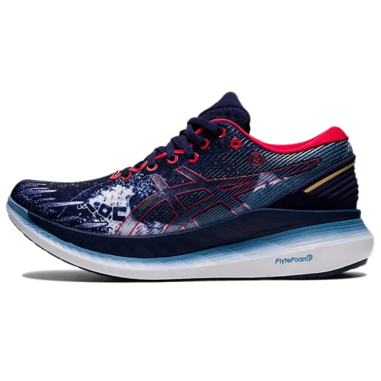 Asics Glideride 2 Anti Slip And Wear Resistant Lightweight Low Top Running Shoes Women's Navy Blue White