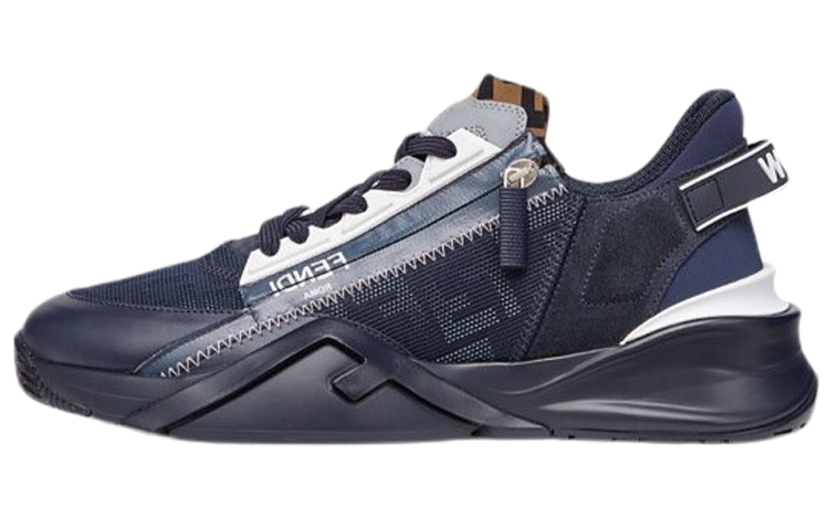 FENDI Фенди Флоу с замками добавлять со шнурками Износостойкие кроссовки мужской стиль голубой