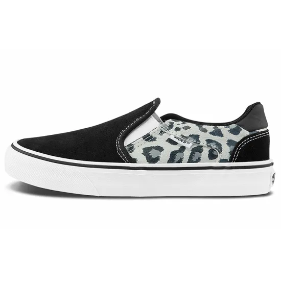 Vans Slip-on Skateboarding Shoes Women's Low-top Black Leopard Print